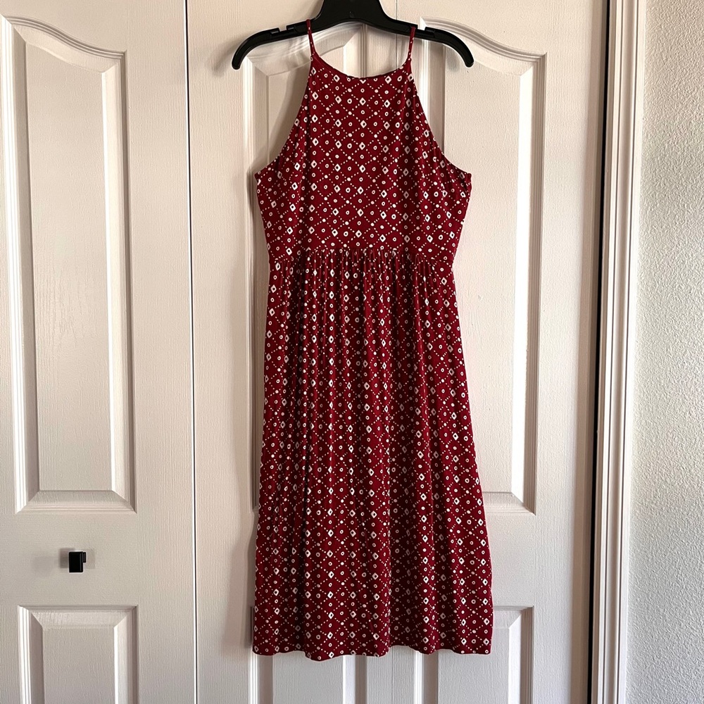 Ann Taylor Loft red and white sleeveless maxi dress Petite Medium